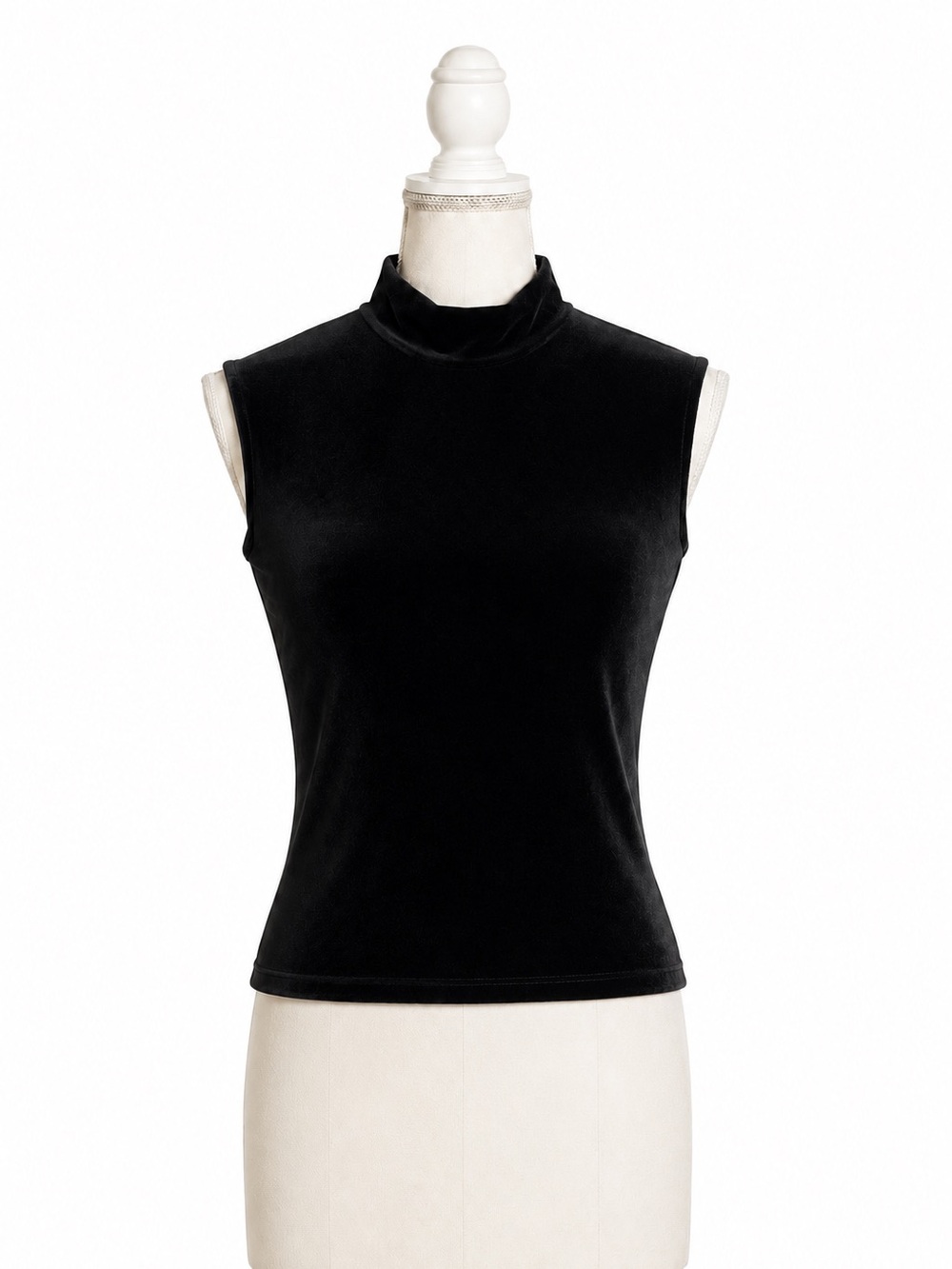 The Limited Black Velvet Sleeveless Mock Neck Top